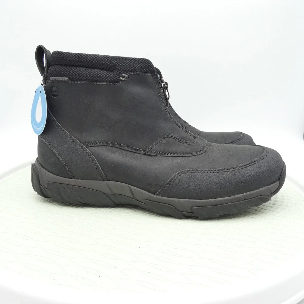 Clarks Mens Waterproof Black Leather Front Zip Ankle Boots Size 11 261627977100